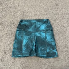 Gilly Hicks GO Tie-Dye Teal High-Rise Pocket Athletic Bike Shorts Women's Sz XXS picture