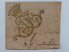 1700-1800'S FRENCH ROYAL CORRESPONDENCE GOLD CYPHER MONOGRAM/CROWN ON PARCHMENT picture