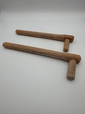 Pair Vintage Handcrafted Wooden Tonfa Baton Set Finnish Keskinen & Sangla 15.5