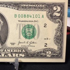 🤯  2021 $2 TWO DOLLAR BILL  B/A Block ( NEW YORK “B “ ) FRN - UNC picture