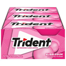 Trident Bubblegum Sugar Free Gum,12 Packs of 14 Pieces (168 Total Pieces) picture