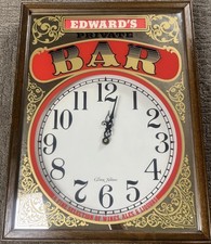 Vtg George Nathan ‘Edwards’ Private Bar 70’s Mirrored Wall Clock 17x13” picture