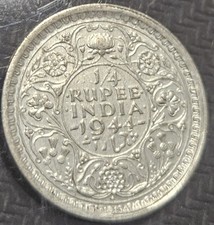 1944 L British India1/4 Rupee Silver Coin picture
