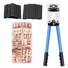 140PCS Copper Lugs Ring Terminals Bare Battery Welding Crimp Wire Connectors Kit picture