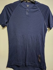 Rapha Cycling T-shirt Mens Large Blue Base Layer Merino Wool Blend Short Sleeve  picture