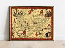 Pictorial Map of Native American Indian Tribes Wall Art Poster Print Decor picture
