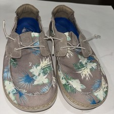 Clarks Higley Tie Sneakers Sand Floral Beige Boat Shoes Mens  Size 9.5 picture