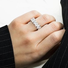 5Ct Oval Cut Natural Diamond Enternity Wedding Band Ring 14K White Gold picture