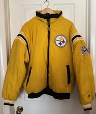 Pro Player 90s Mens Medium Vintage Pittsburgh Steelers Reversible Puffer Jacket picture