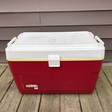 Vintage Red Thermos 55 Qt Cola Cooler 7755 Ice Chest XL Size Party Classic picture