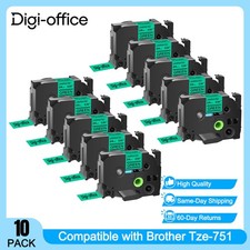 10PK Compatible with Brother P-Touch TZ751 TZe751 Black/Green Tape 24mm Label picture