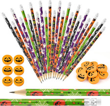 24 Pieces Carton Halloween Pencils with 24 Pieces 3D Pumpkin Erasers Sets in Bul picture