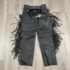 Antelope Creek Genuine Leather Fringe Tasseled Biker Chaps Womens XXS Punk Goth picture