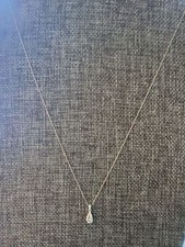 14K White Gold Pear Cut Diamond Teardrop Pendant Necklace picture