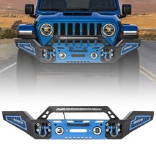 SUNPIE Blue Steel Front Bumper for 07-26 Jeep Wrangler JK/JL 4xe & Gladiator JT picture