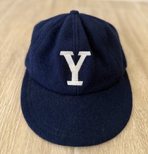 Vintage Yale Bulldogs Wool Navy Cap Hat White Y Logo Harris Cap & Textiles Ltd. picture