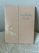 Vintage Our Baby Book Unused Blank Pink Adorable Pictures Retro picture