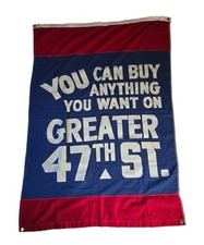 Vtg Chicago Greater 47th St Canvas Street Banner Sign Grommets South Side Hist picture