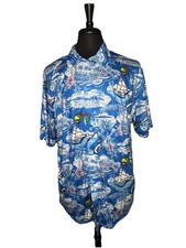 MARGARITAVILLE Men’s Hawaiian Shirt XL Blue Button Front Parrot picture