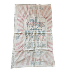 Vtg Wayne Dog Food Krums Feed Sack Bag Farm Primitive Antique Animal Fabric picture