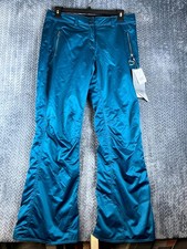Obermeyer Ski Pants Womens 10 Royal Blue Satin Mid Rise Wide Leg Ankle Zip picture