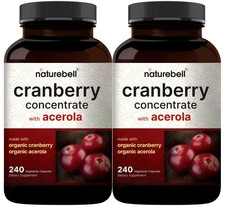 2 Pack Cranberry Pills 36,000mg with Acerola, 480 Total Veggie Capsules | 100:1 picture