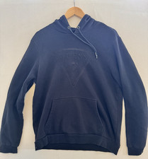 GUESS Los Angeles Men’s Black Logo Fleece Pullover Hoodie Regular Fit L Pockets picture