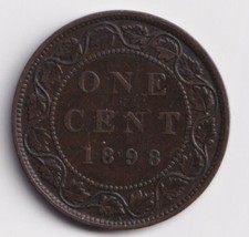 Canada 1898 H Large One 1 Cent Queen Victoria Nice Details Better Date #3 XF picture