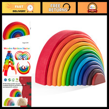 Extra Large Wooden Rainbow Stacking Toy - 12 Piece Montessori Educational Blocks picture