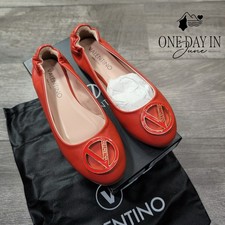 Valentino by Mario Valentino Calliope Leather Flats Coccio Red NIB Size 8 picture