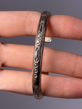 Vintage LMC USA Sterling Silver Hand Stamped Cuff Bracelet Southwestern  picture