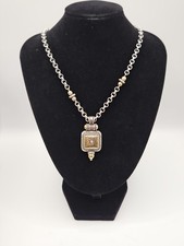 Brighton Two Tone Bottle Pendant Necklace Silver Gold Tone Retired Style picture