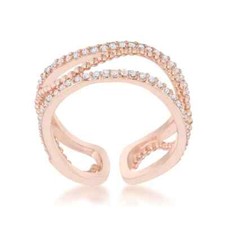 Marina 0.5ct CZ Rose Gold Abstract Cuff Ring picture