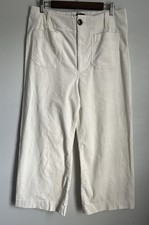 New Maeve Anthropologie The Colette Ivory High Rise Corduroy Wide Leg Pants 32 picture