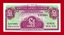 SCARCE 1962 BRITISH ARMED FORCES (BAF) UNC 1 POUND BANKNOTE - 4th Series (PM-36) picture