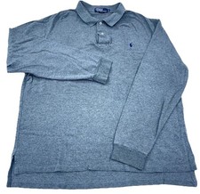 Vintage Ralph Lauren Polo Shirt Men XL Gray Blue Pony Long Sleeve Rugby Y2K Mesh picture
