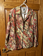 Chico's Print Blazer Jacket, Button Front, Lined, Women's Size 2 picture