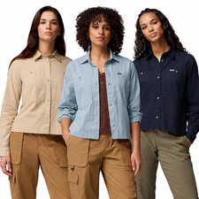 Columbia Brea Falls Woven Shirt Womens Long Sleeve Button Hiking Trail XS To XXL picture