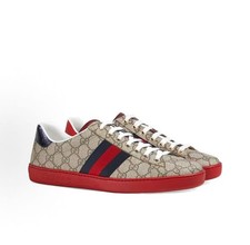 Brand New Gucci Ace GG Monogram Canvas Red Sole Casual Sneakers  picture