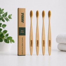 JUNGLE Bamboo Toothbrush Boar Bristle Adults 4 Pack Eco Friendly picture