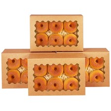 qiqee 50Pcs Brown Cookie Box with Window 9x6x2.5 inch Pastry Macaron Bakery B... picture