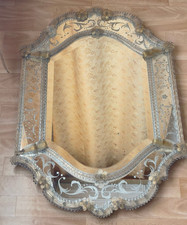 Vintage Venetian Murano Glass Mirror 60x90 cm | Mid-Century Italian Etched Wall  picture
