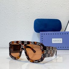 New Authentic Gucci tortoise Square Women's Sunglasses GG0980S Orange Red Lens picture