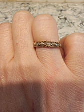 10k Yellow Gold Vintage Style Round Diamond Wedding Stacking Band Ring Size 7 picture