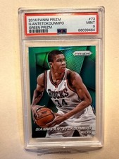 Giannis Antetokounmpo RARE GREEN PRIZM (2nd year) 2014-15 Panini Prizm #73 PSA 9 picture