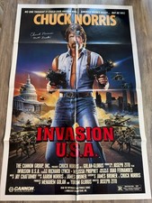 Original invasion USA Poster Signed By Chuck Norris Character Name Beckett COA picture