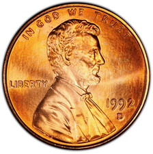 1992-D Mint State Lincoln Memorial Cent 1C picture