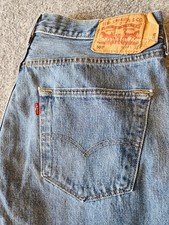 Levis' 501 Jeans Men's Sz 34*32 Blue Button Up Fly Faded USA 90's Y2K High picture