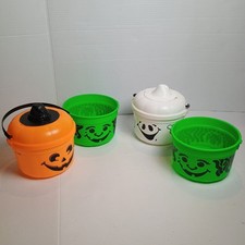 Vintage 1991 McDonald's Happy Meal Halloween Boo Buckets 2 with Lids 2 Without picture