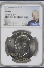 1776-1976 D Type 1 Eisenhower $1 NGC MS 66 (Eisenhower Portrait Label) picture